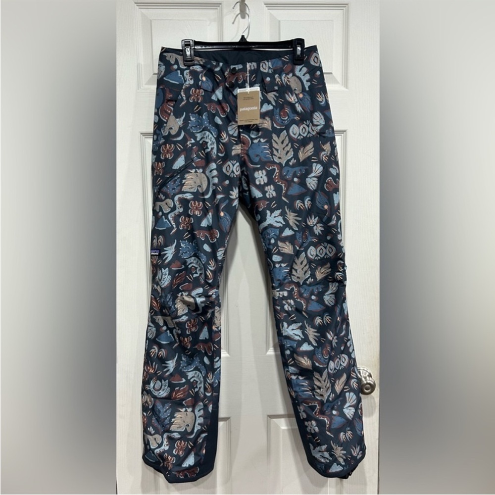 Patagonia Women's XL Insulated Powder Town Snow Pants Blue Pattern NWT